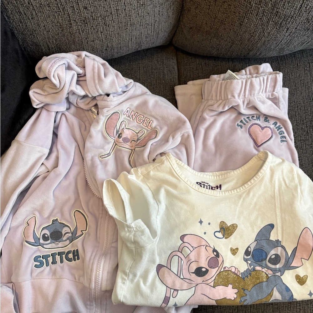 Disney Stitch & Angel Kids Lavender Pajama Set - 3-Piece